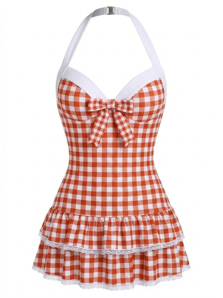 Costumi intero fiocco a pois blu anni '40