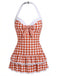 Costumi intero fiocco a pois blu anni '40