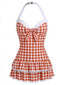 Costumi intero fiocco a quadri rosso anni '40