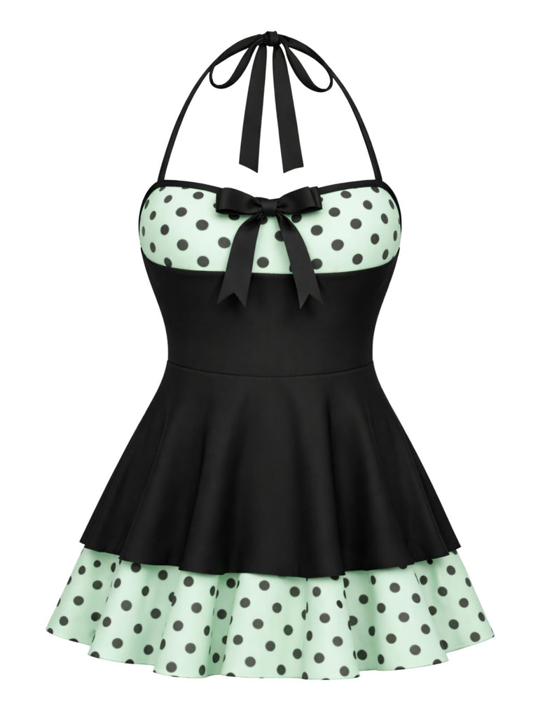 [Prevendita] Costumi intero a pois con scollo all'americana rosso anni '40