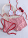 Set Bikini Triangolo Rosso a Righe Halter a Costine Anni '40 5