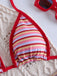 Set Bikini Triangolo Rosso a Righe Halter a Costine Anni '40 6