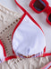 Set Bikini Triangolo Rosso a Righe Halter a Costine Anni '40 7