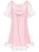 Camicia da notte in tulle con maniche a balze rosa anni '40