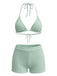 1940s Halter Triangle Textured Bikini Set 3