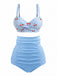Bikini a righe spalline colorblock blu navy anni '40
