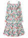 Floral dress with long sleeves on a white background