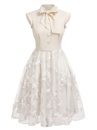 [Prevendita] Abito vintage patchwork a farfalla bianco anni '50