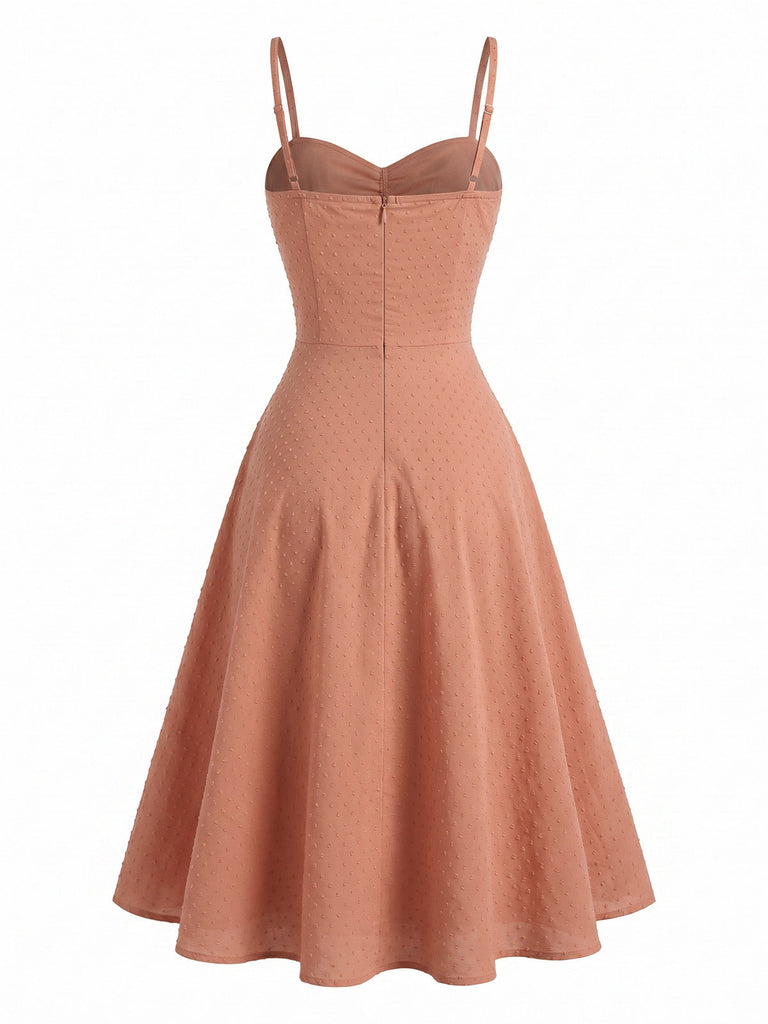 Abito Svasato Spalline Sottili in Cotone Jacquard Anni '50 4