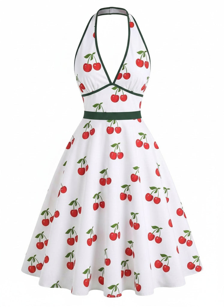 Abito scollo a V floreale rosa anni '50