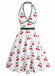 Abito scollo a V floreale rosa anni '50