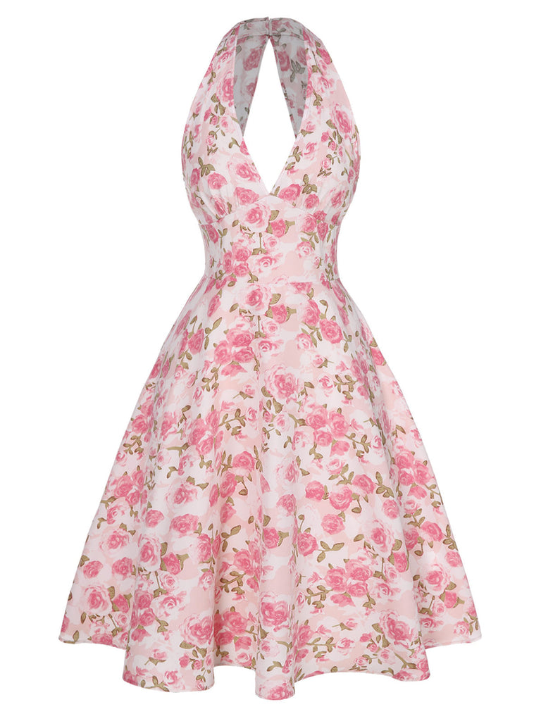 1950s Floral V-Neck Dress: where 1950s romance meets her modern spirit