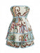 Set 2 Pezzi Top Bustier Floreale Botanico con Pantaloncini Anni '50
