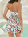 Set 2 Pezzi Top Bustier Floreale Botanico con Pantaloncini Anni '50 3