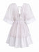 Abito Tinta Unita in Pizzo Patchwork Manica a Pipistrello Scollo a V Anni '70 10