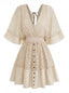Abito Anni '70 in Pizzo Patchwork con Manica a Pipistrello e Scollo a V