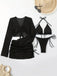 Set Bikini Halter Crochet Tinta Unita con Copricostume Anni '50