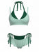 [Prevendita] Set Bikini Verde Anni '50 a Quadri con Fiocco e Doppio Strato