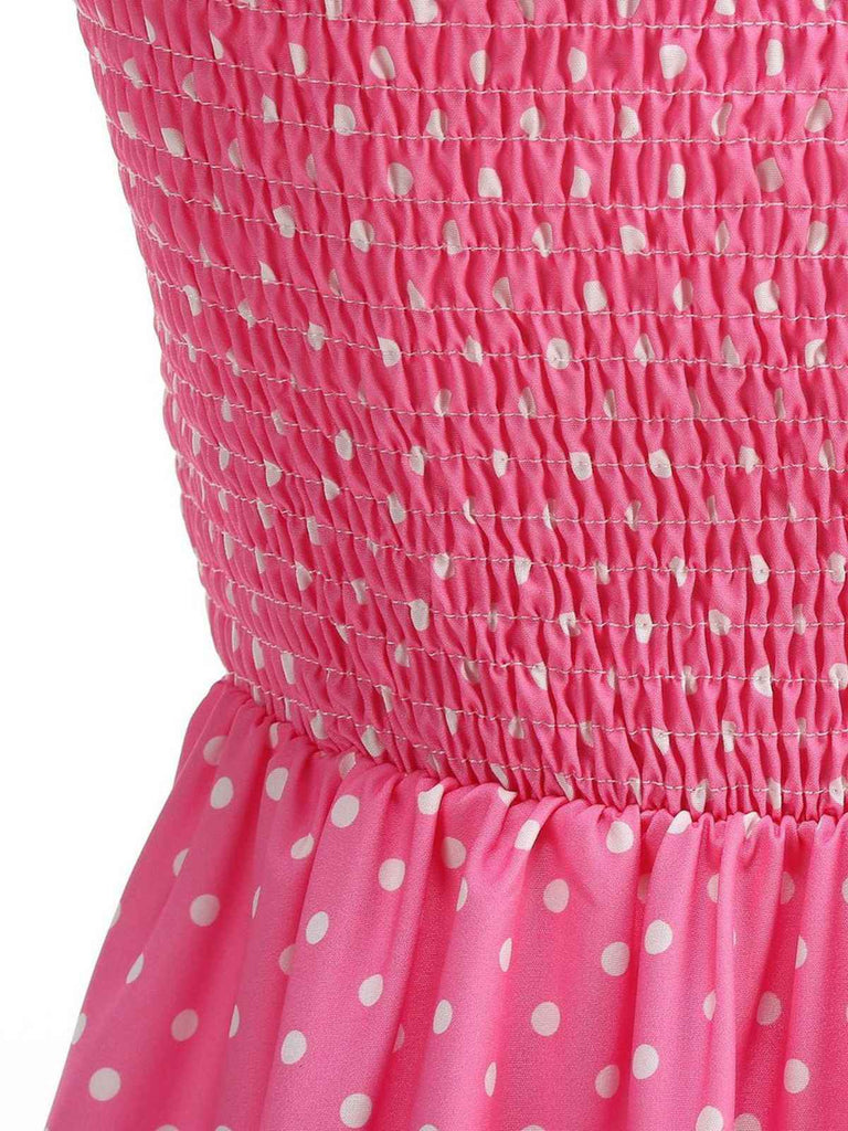 Abito a Ruota Anni '50 a Pois con Scollo All'americana