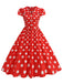 1950s Polka Dot Lapel Collar Cap Sleeve Swing Dress, vintage dress, retro fashion, rockabilly, pin-up fashion - perfect for women who love vintage and retro fashion