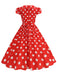1950s Polka Dot Lapel Collar Cap Sleeve Swing Dress, vintage dress, retro fashion, rockabilly, pin-up fashion - perfect for women who love vintage and retro fashion