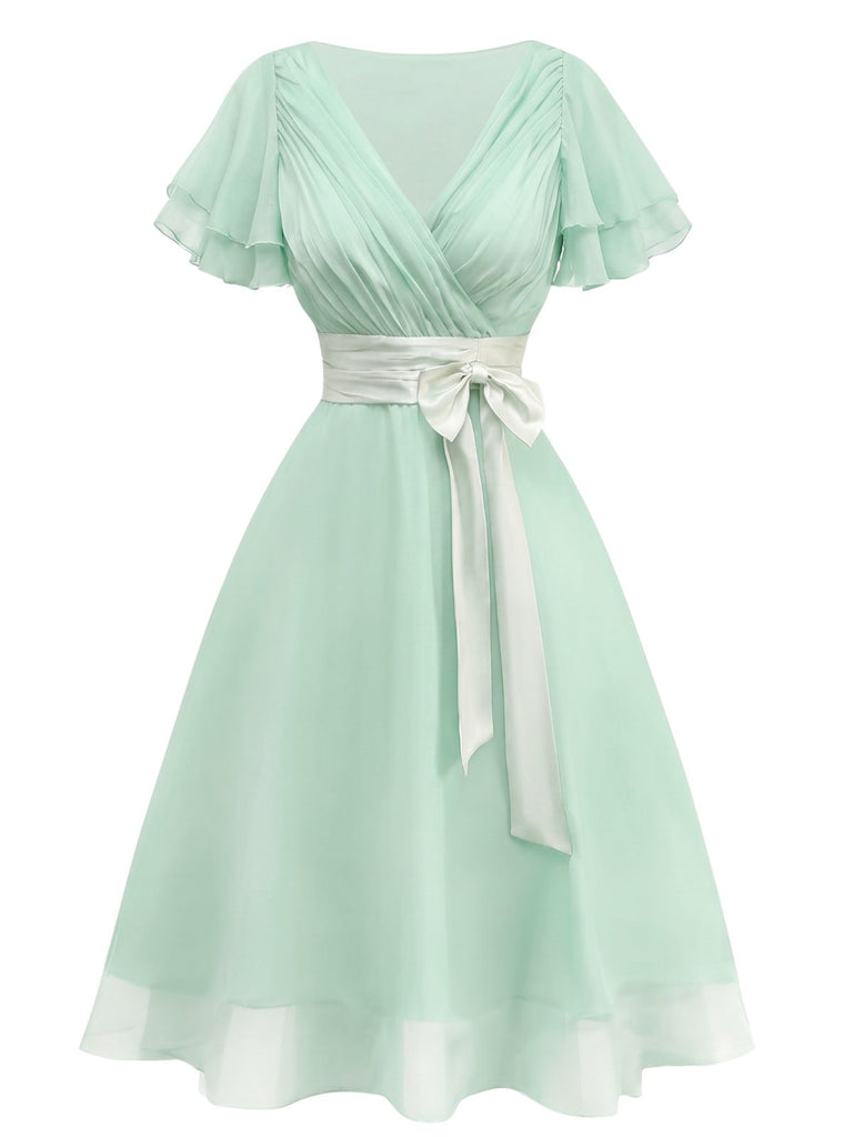 [Prevendita] Abito da cocktail in tulle in raso verde anni '50