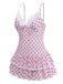 [Pre-Vendita] Costume da Bagno Intero Rosa Stampa Ciliegie con Bordo in Pizzo Anni '40 3