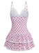 [Pre-Vendita] Costume da Bagno Intero Rosa Stampa Ciliegie con Bordo in Pizzo Anni '40 4