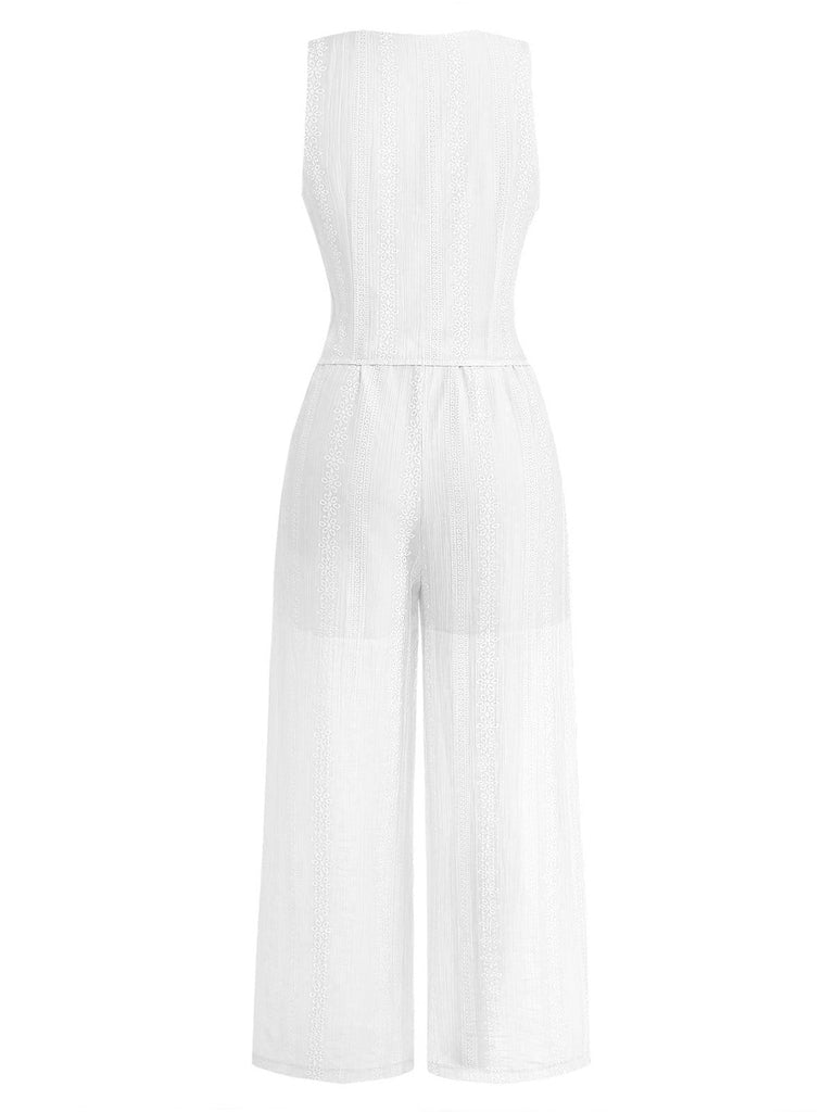 Set 2 Pezzi Senza Maniche Scollo a V Corsetto con Lacci e Pantaloni Anni '50 9