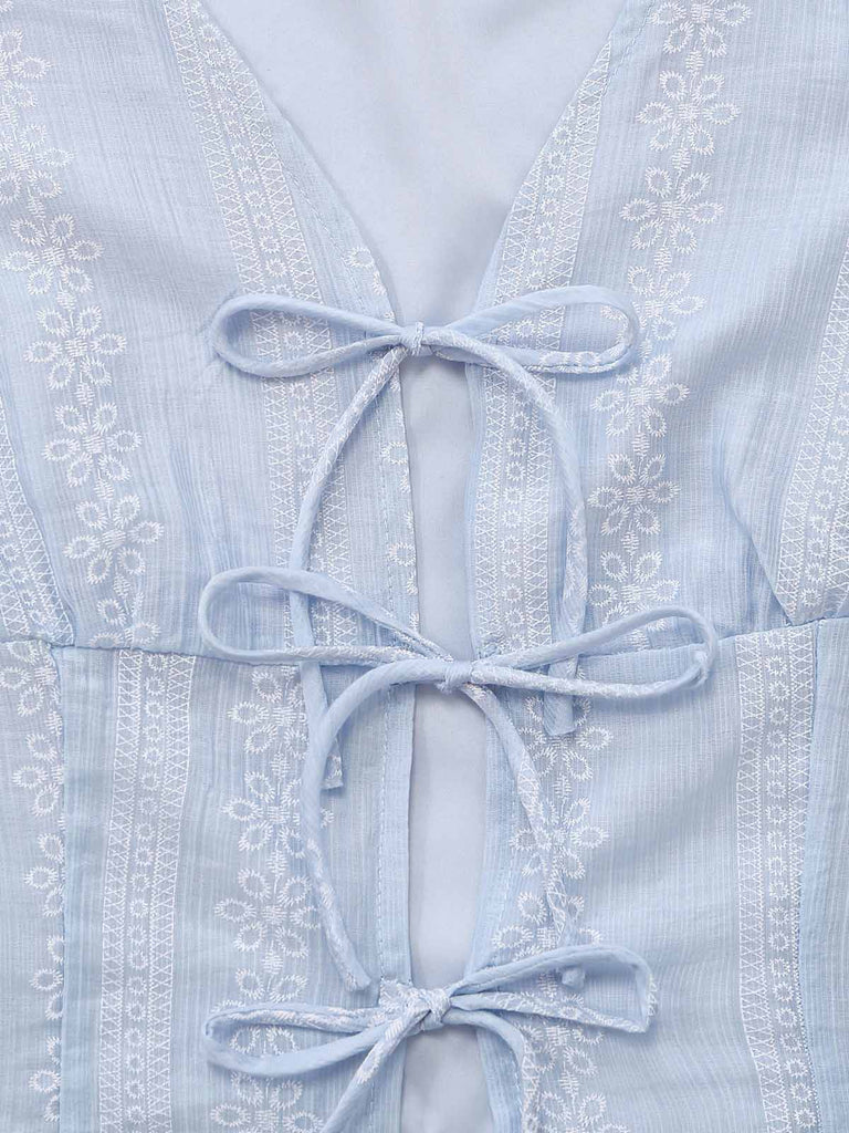 Set 2 Pezzi Senza Maniche Scollo a V Corsetto con Lacci e Pantaloni Anni '50 4