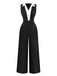 Black jumpsuit with white collar on a white background