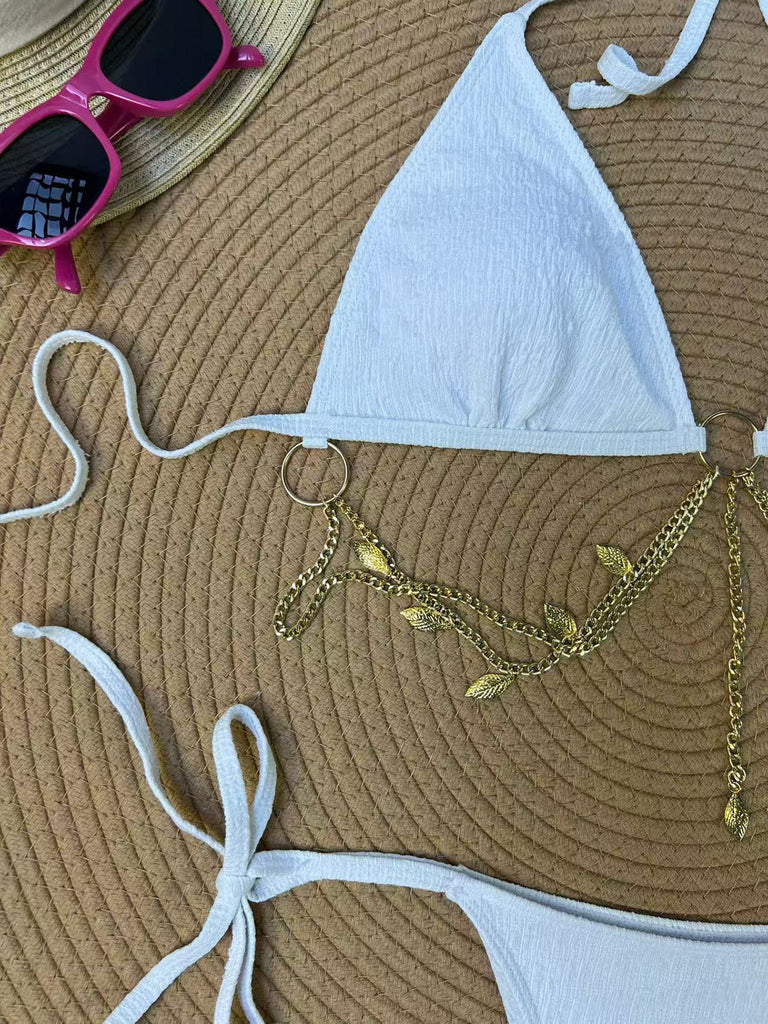[Pre-Vendita] Set Bikini Triangolo Costolato con Catena Dorata Anni '60 12