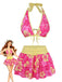 1960s Cherry Print Tie-Front Layered Bikini Set - vintage swimwear, retro beach style for women