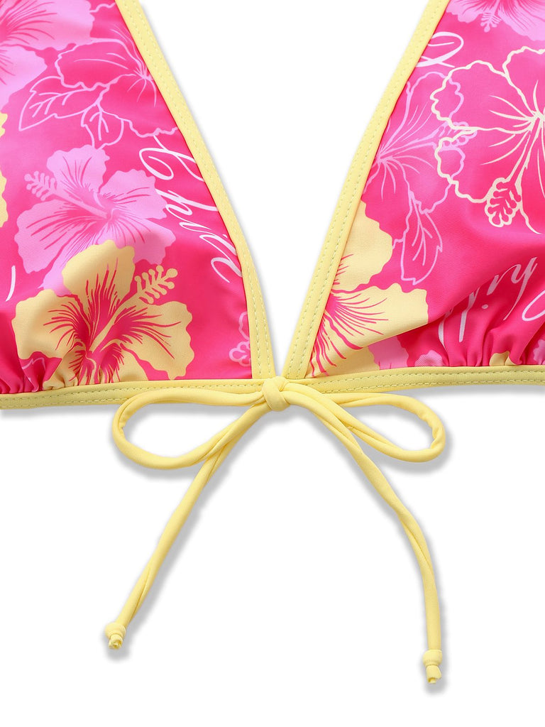 1960s Cherry Print Tie-Front Layered Bikini Set - vintage swimwear, retro beach style for women