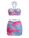 2PCS Set Bikini Floreale Halter e Copricostume Aderente Anni '60 7