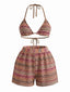 Set Bikini Anni '60 a Maglia a Righe con Scollo All'americana
