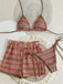 Set Bikini Triangolo a Maglia a Righe Halter Anni '60 2