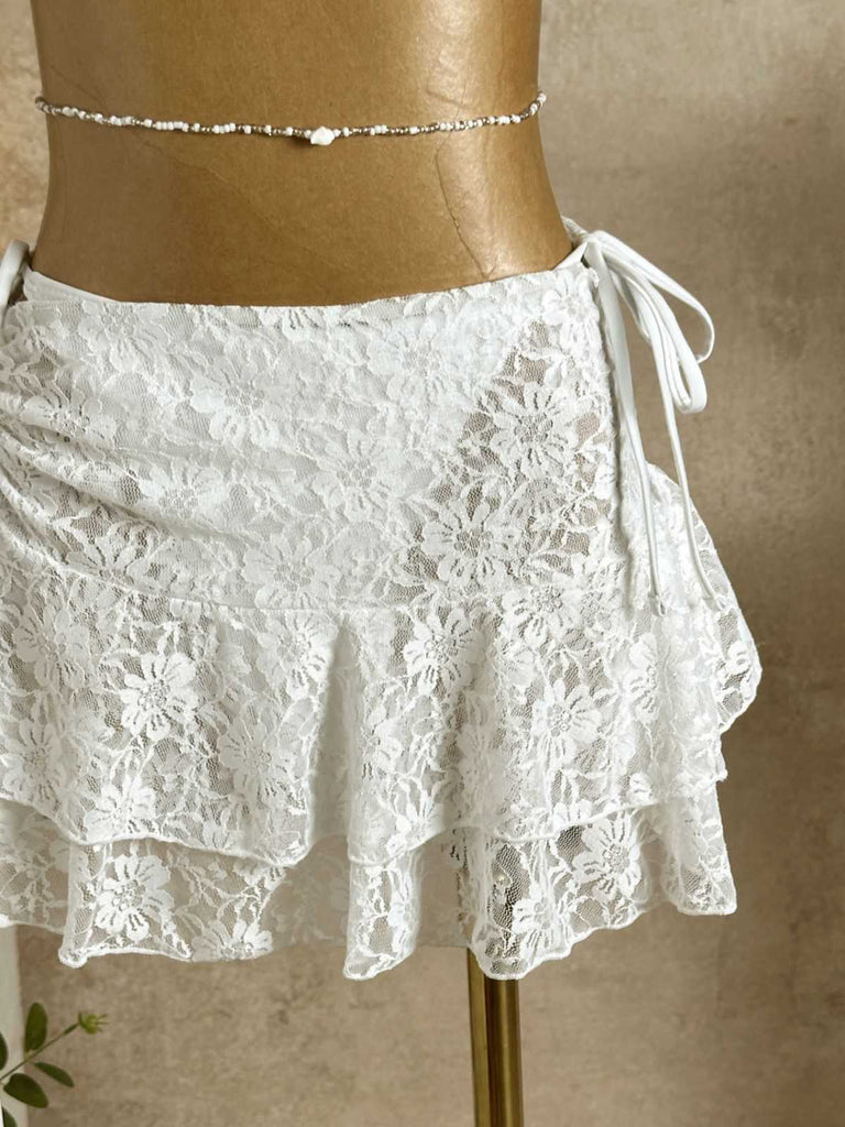 con Volant con Allacciatura al Collo Set Bikini & Floreale Pizzo Cover-Up Anni '60