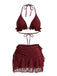 con Volant con Allacciatura al Collo Set Bikini & Floreale Pizzo Cover-Up Anni '60