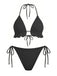 2PCS Set Bikini Tinta Unita Halter in Pizzo e Copricostume con Volant Anni '60 10