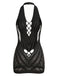 1960s Halter Fishnet Cutout Bodycon Mini Swimsuit Cover-Up - vintage swimsuit, pin-up style