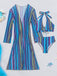 Set Bikini Allacciato a Righe Verticali con Copricostume Anni '60