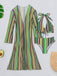 Set Bikini Allacciato a Righe Verticali con Copricostume Anni '60