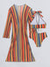 Set Bikini Allacciato a Righe Verticali con Copricostume Anni '60