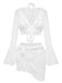 4PCS 1970s Halter Bikini Set & Sheer Bell Sleeve Cover-Up - vintage fashion, retro style