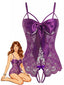 [Prevendita] Lingerie viola anni '70 con pizzo e fiocco in raso e spalline regolabili