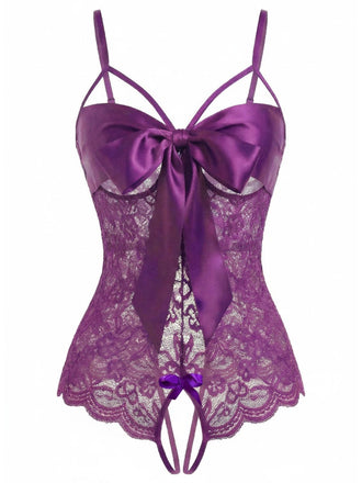 1970s Lace Satin Bow Adjustable Straps Lingerie - vintage fashion, retro style