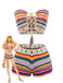 Righe Crochet Bandeau Set Bikini Arcobaleno Anni '70