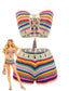 Set Bikini Bandeau Anni '70 in Crochet a Righe Arcobaleno