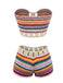 1970s Rainbow Striped Crochet Bandeau Bikini Set - vintage fashion, retro style